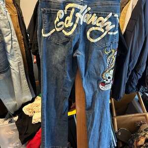 Ed Hardy New York City Eagle Embroidered Denim Jeans